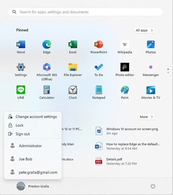 Accounts administrator trên win 11