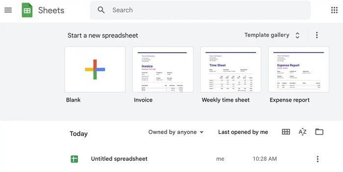 Bắt đầu bằng bảng tính trang mới