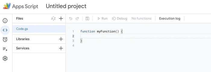 Bắt đầu dự án mới trong app script