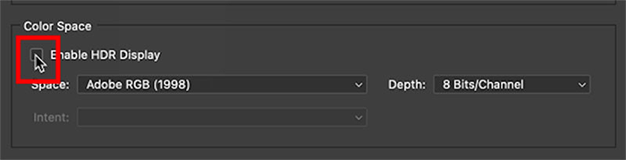 Bật hiển thị HDR từ Tùy chọn lưu