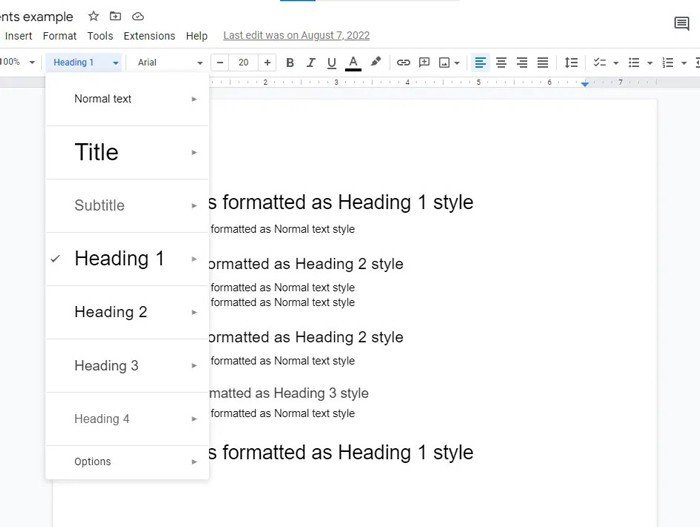 Chọn một định dạng tiêu đề