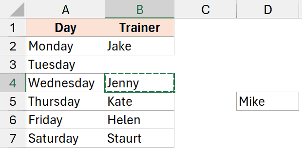 chọn ô B4 và cắt nó