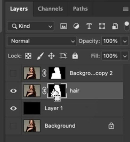 Click vào Layer mask để tải