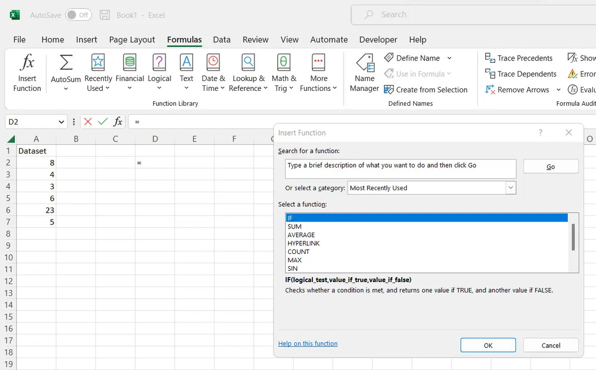 Có thể chuyển đến tab công thức và chọn chèn hàm
