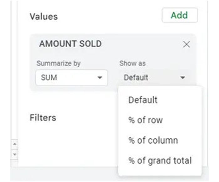 có thể điều chỉnh giá trị trong cột