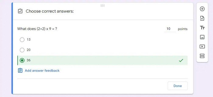 Đặt phím trả lời cho một câu hỏi đố