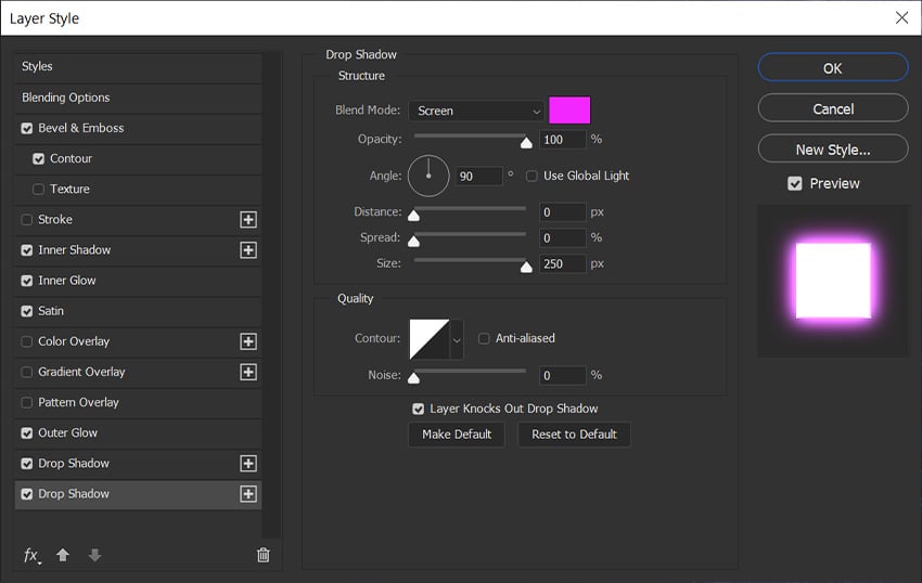 Thêm Drop Shadow tiếp theo