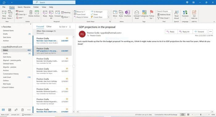 Giao diện của outlook