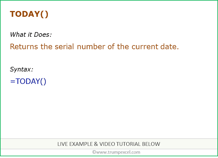 Hàm Today trong Excel