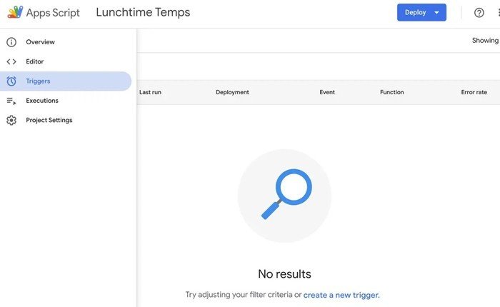 Không có trình kích hoạt nào cho đến khi thiết lập