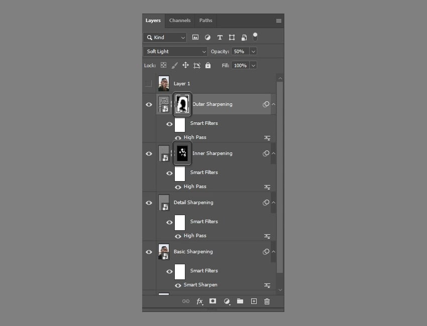 Làm tương tự với layer Outer Sharpening