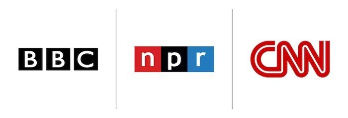 Logo của BBC, NPR và CNN