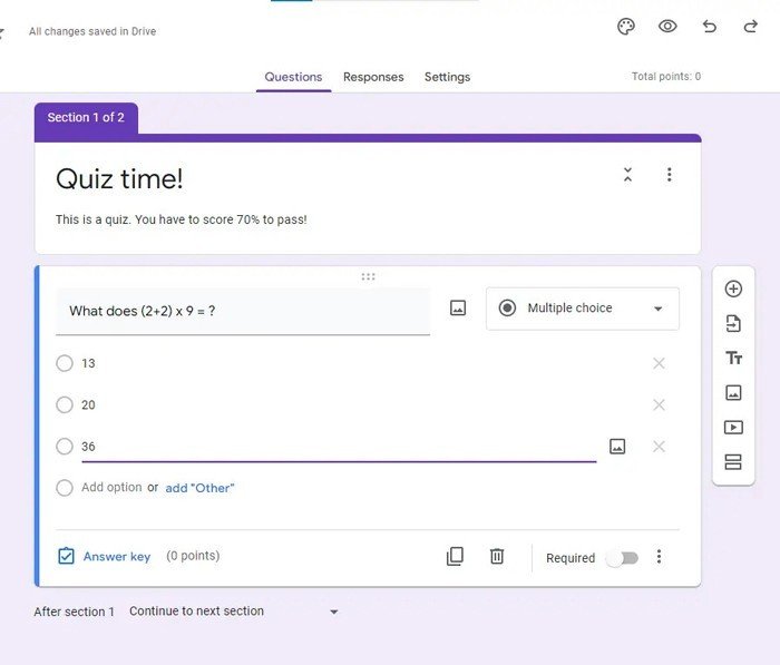 Một câu hỏi ở dạng bài kiểm tra