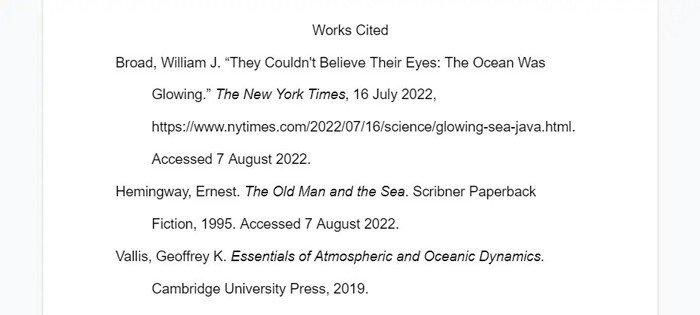 Một danh sách trích dẫn trong một tài liệu