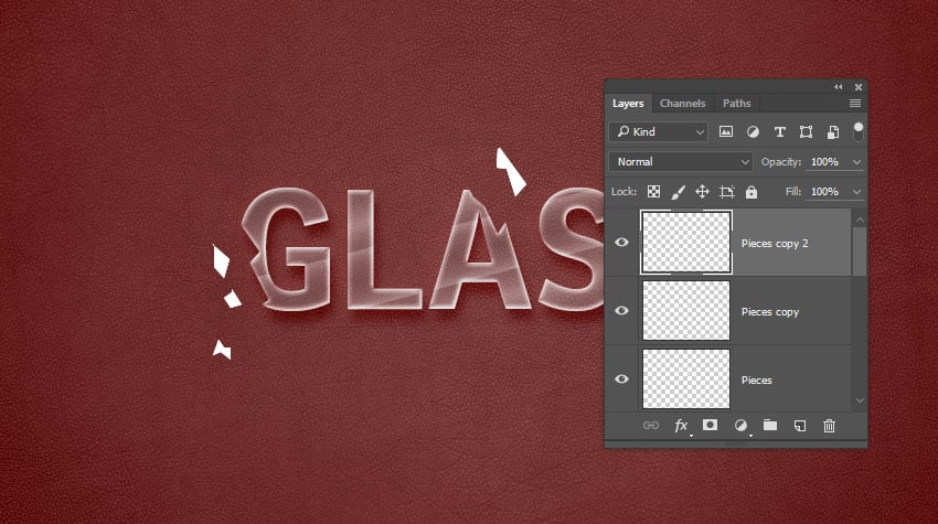 Nhân bản layer Pieces hai lần.