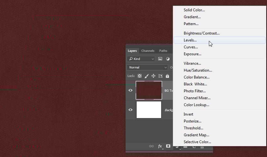 Nhấp vào biểu tượng Create new fill or adjustment layer