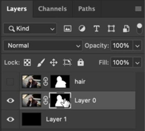 Nhấp vào Layer mask