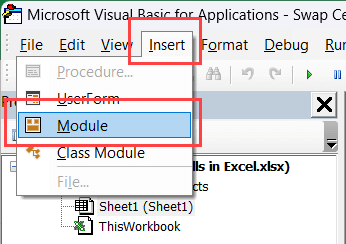 nhấp vào tùy chọn Insert trong menu