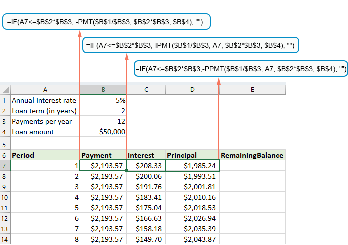 Sửa công thức thanh toán lãi gốc bằng hàm IF