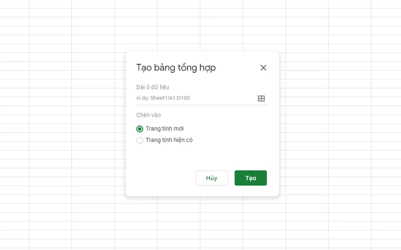 Tạo bảng tổng hợp trên google sheets