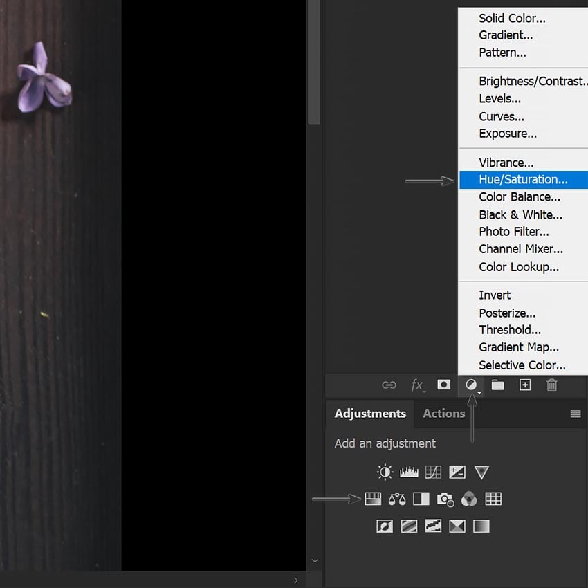 Tạo lớp điều chỉnh HUE Saturation