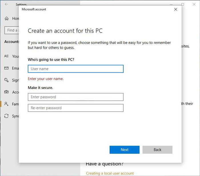 Tạo PC cục bộ Win 10