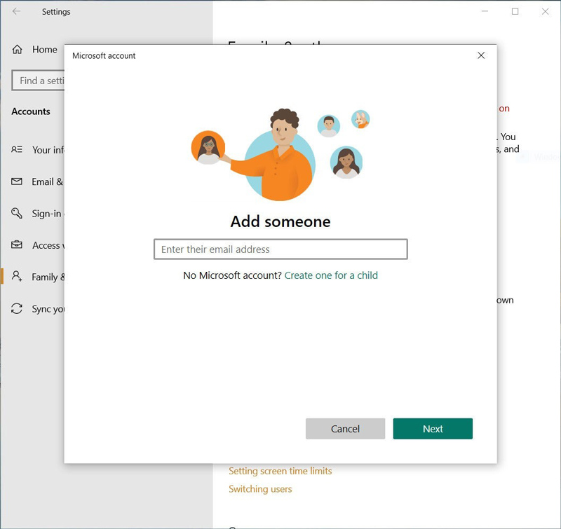Tạo tài khoản mới trên Win 10