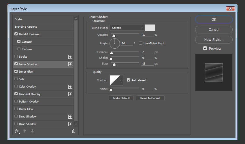 Thêm một Inner Shadow