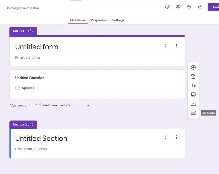 Thêm một phần mới vào một biểu mẫu