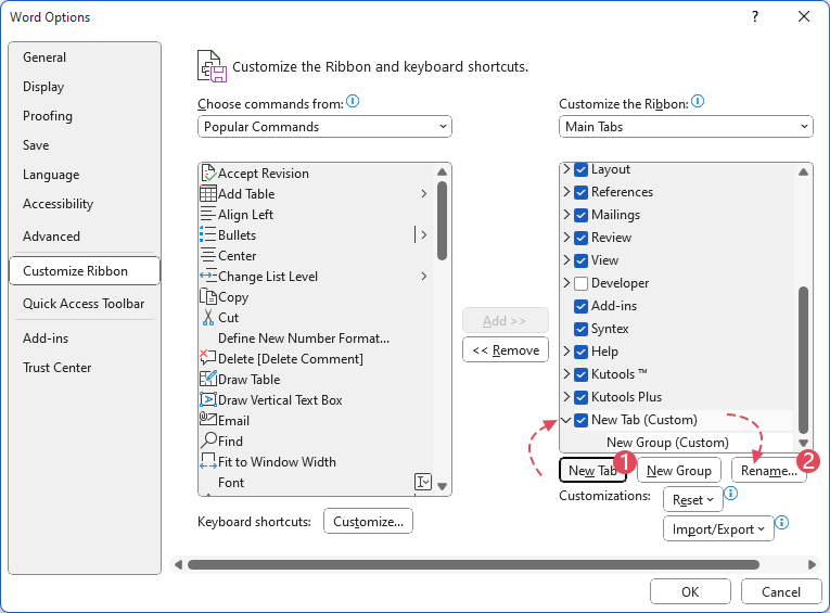 Thêm nút chatgpt vào ribbon word 2