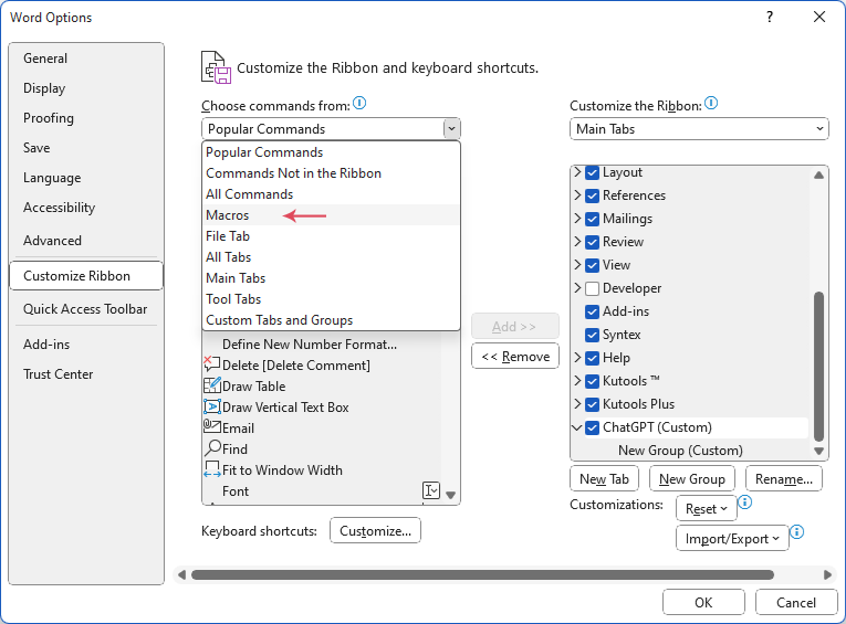 Thêm nút chatgpt vào ribbon word 4