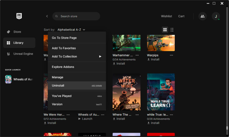 Giao diện Epic Games